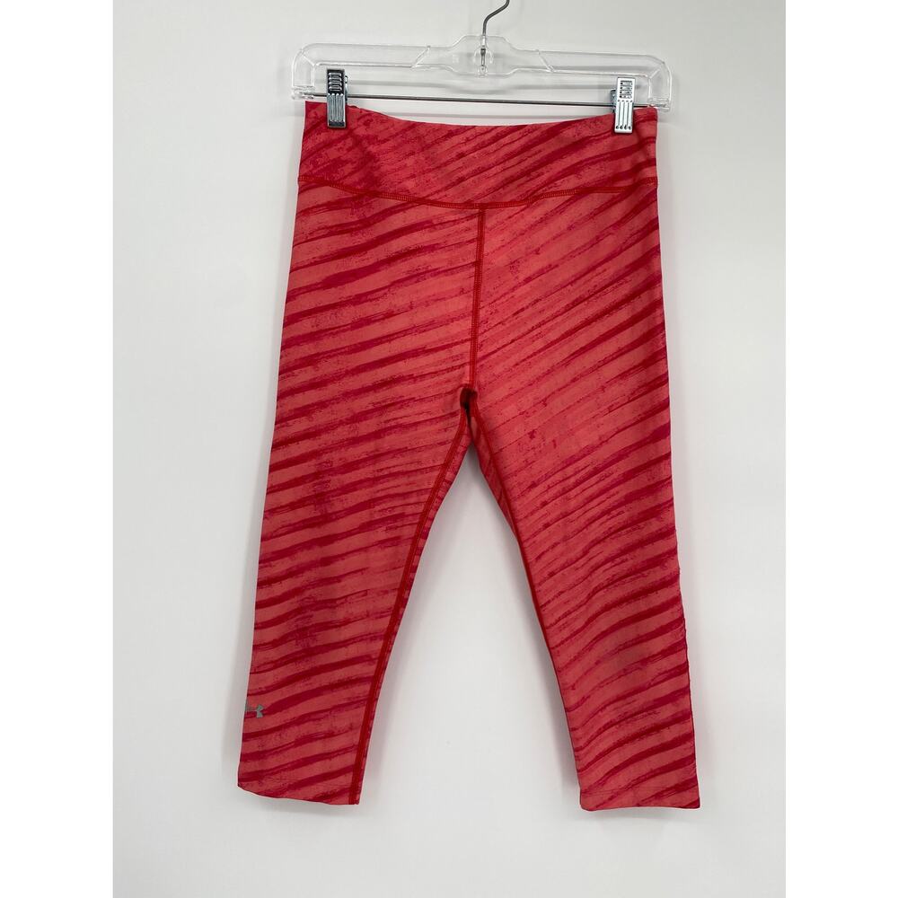 Under Armour Red Stripe Compression Heatgear Cropped Leggings Womens Medium